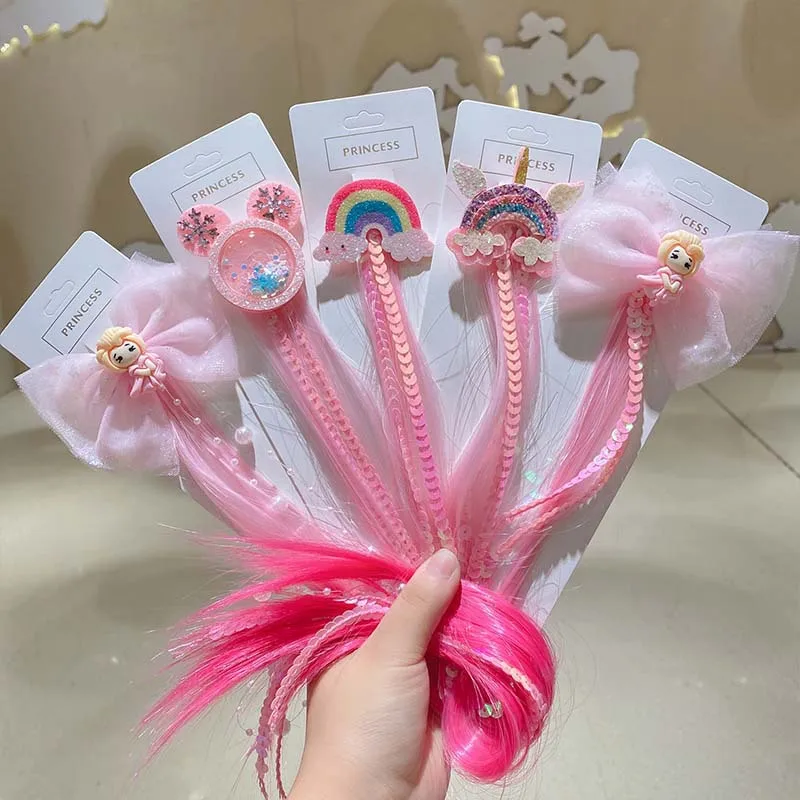 

1pc Unicorn Cartoon Hairpin Child Twist Hair Clip Simple Barrette Cute Girls Hair Rope Accessories Kids Wig Rope Hair Head Wear