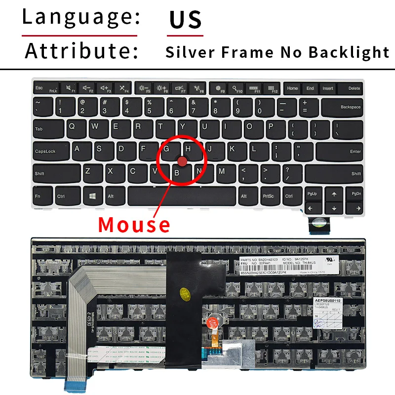 Фото Клавиатура ноутбука США для Lenovo ThinkPad T470 T480 T460S T470S, новая английская клавиатура для ноутбука S2 с подсветкой №5