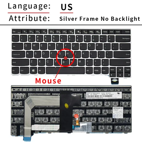 Новая клавиатура с русской и английской раскладкой для Lenovo Thinkpad 13 T460s T470s S2, 2-й ноутбук с подсветкой