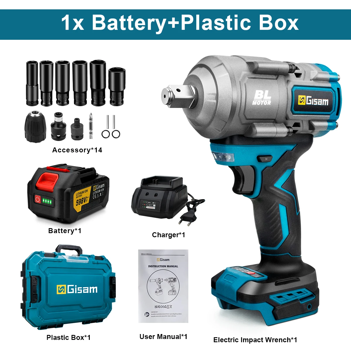 

Gisam 2000N.M аккумуляторный ударный гайковерт 1/2 дюйма для Makita 18 В