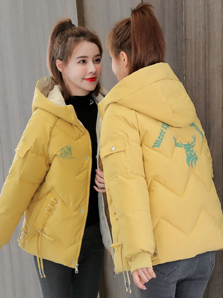 2025 зимняя женская куртка с капюшоном пальто хлопковая одежда короткая новая