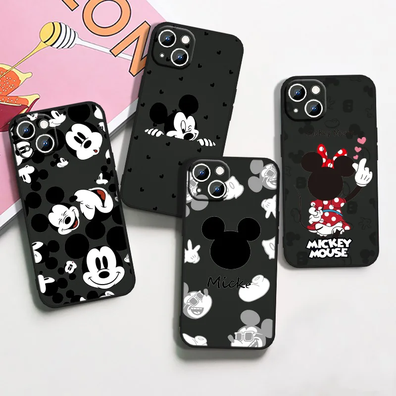 

Cartoon Mickey Mouse Phone Case For Apple iPhone 14 13 12 11 mini XS XR X Pro Max 8 7 6S 6 5S 5 Plus Black Cover