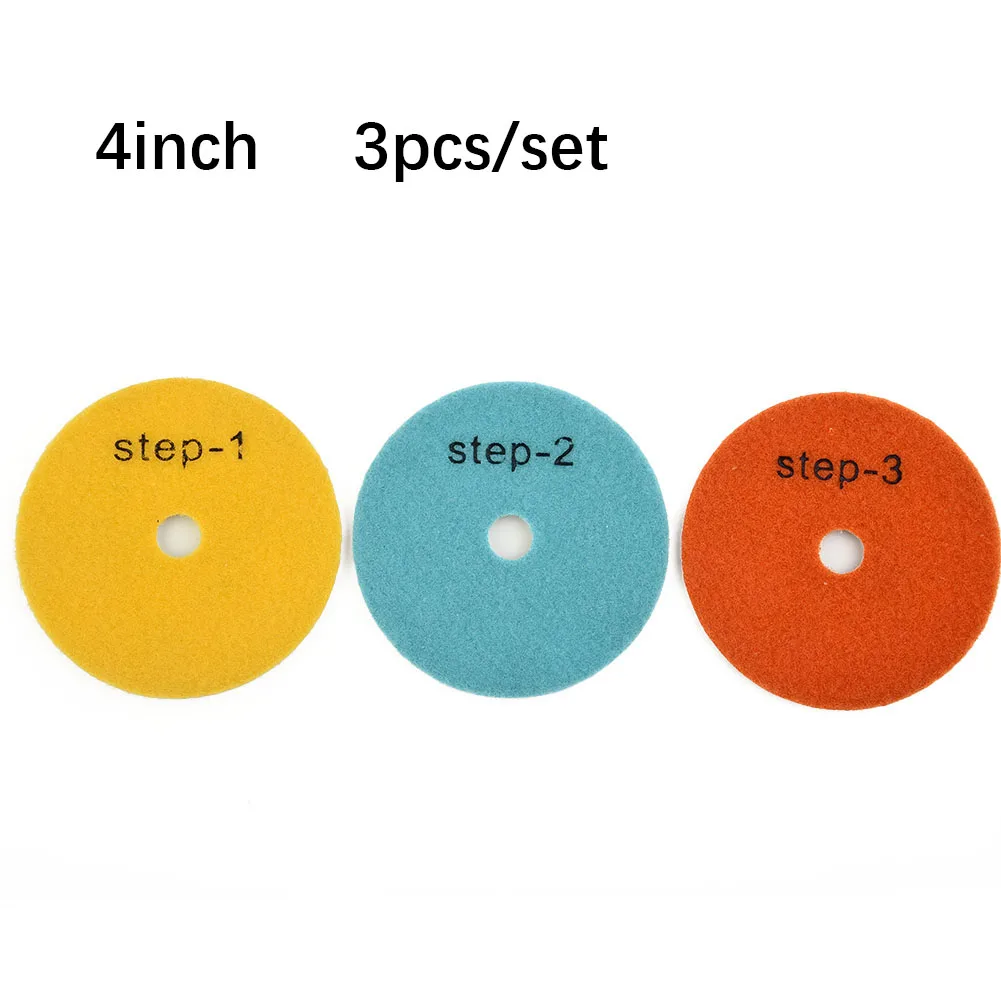 

1 шт. 4 дюйма 100 мм сухой влажный Алмаз 3 шага полировальные колодки для полировки гранита бетона камня мрамора абразивные инструменты