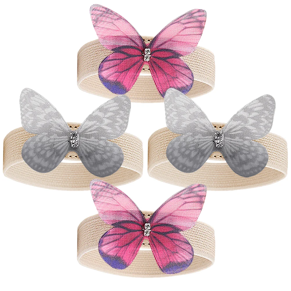 

2 Pairs Elastic High Heels Shoe Straps Decorative Heel Straps Butterfly Sandals Shoe Bands