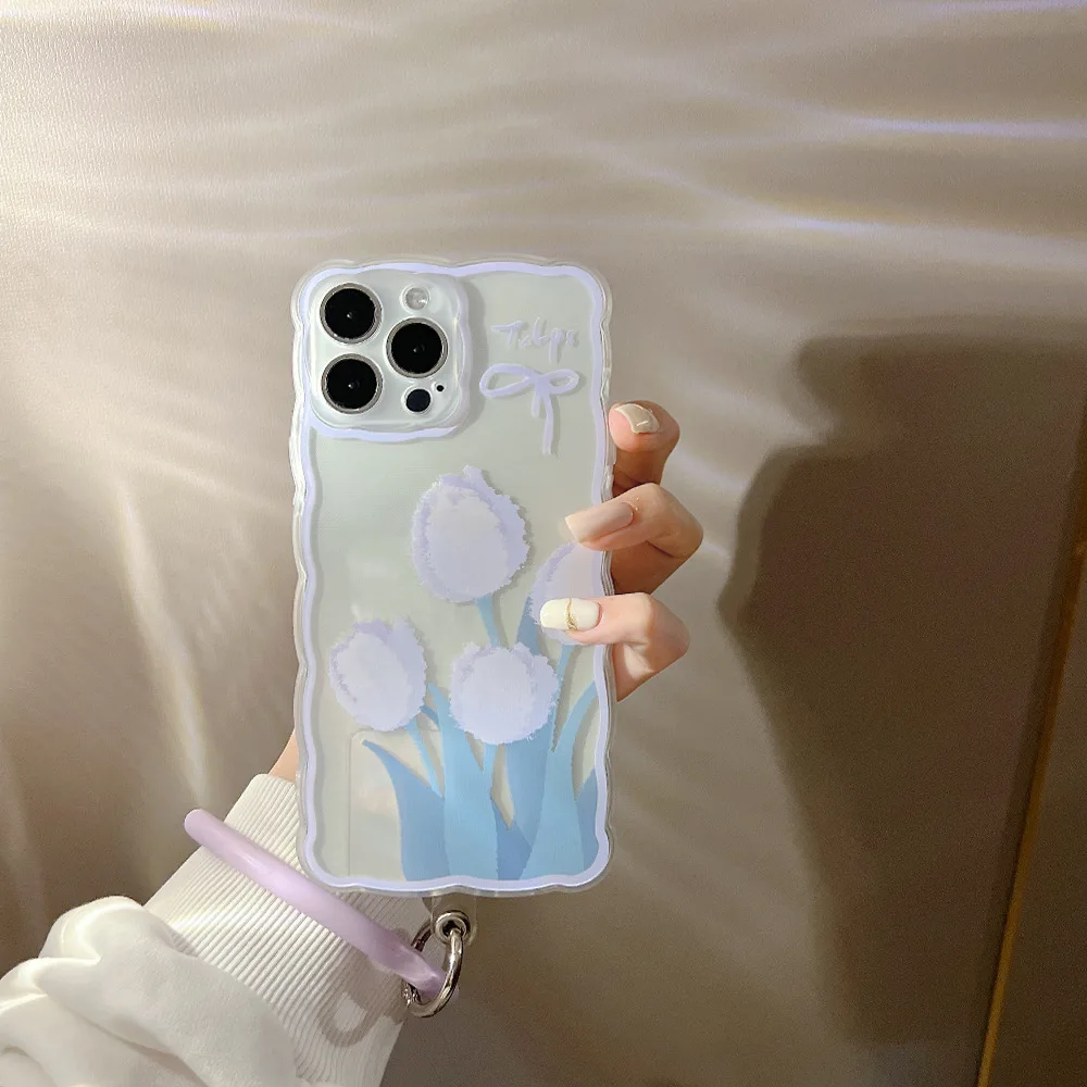Чехол Ins Fresh с цветами тюльпана для телефона iPhone 13 Pro Max 12 11 симпатичный портативный