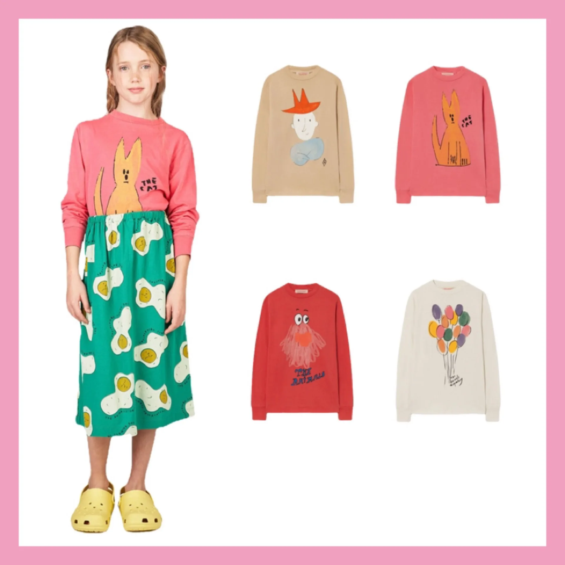 

Детская футболка с длинным рукавом и мультяшным принтом