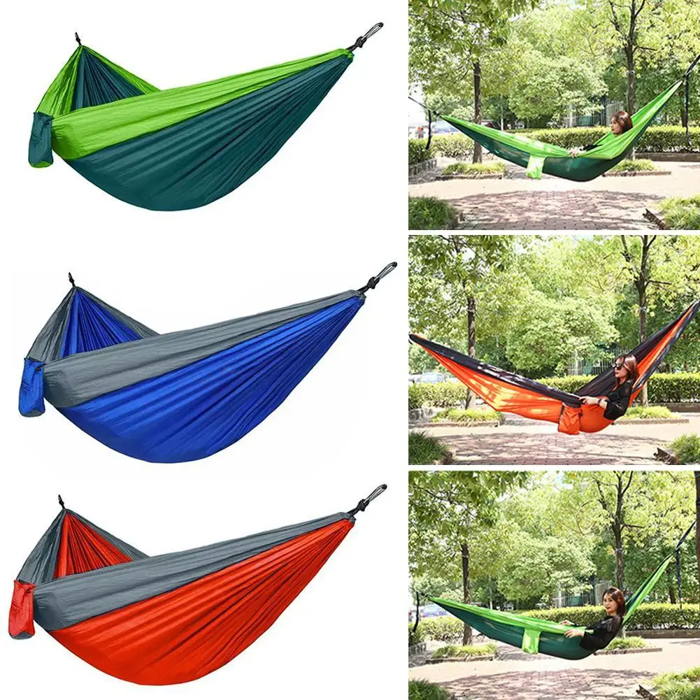 

1-2 Person Portable Outdoor Camping Hammock with Mosquito Net High Strength Parachute Fabric Hanging Bed Hunting Sleeping Swing