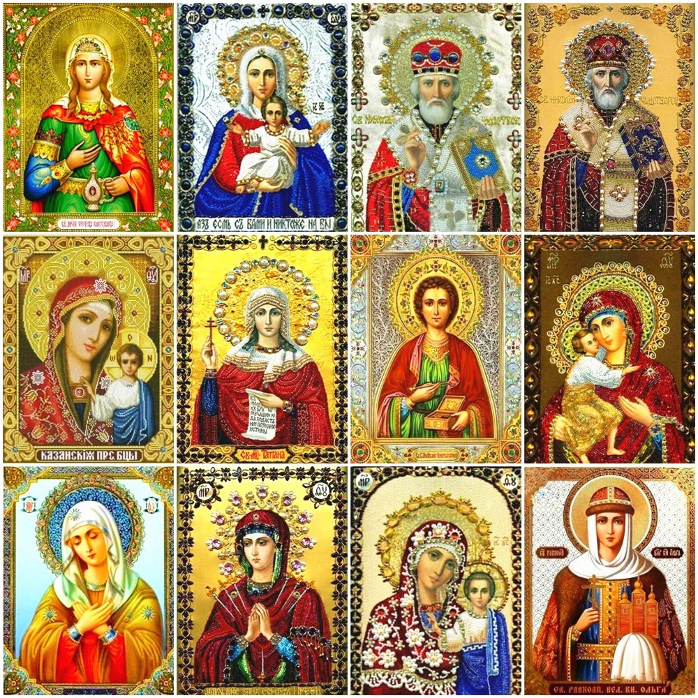 

ZOOYA Diamond Mosaic Icons Full Diamond Embroidery Icons DIY 5D Diamond Painting Religion Virgin Mary Cross Stitch Home Decor