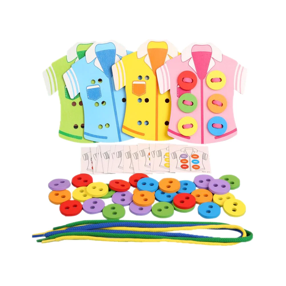 

Clothes String Button Funny Early Education Button Threading Board Rope Game Suitable for Age 3-5