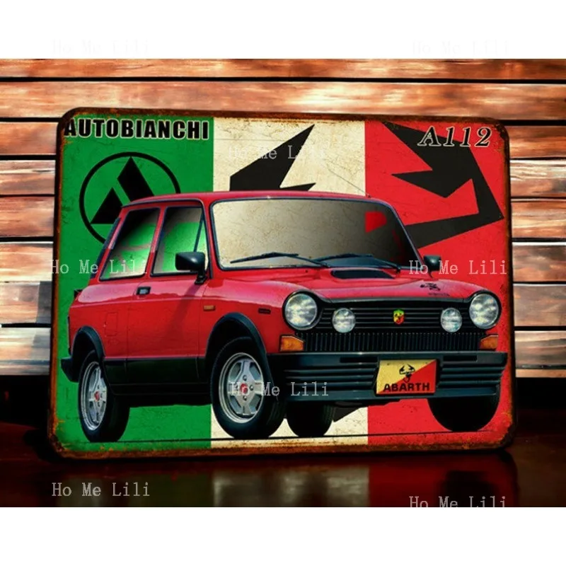Фото Винтажный металлический знак Autobianchi A112 Abarth №1