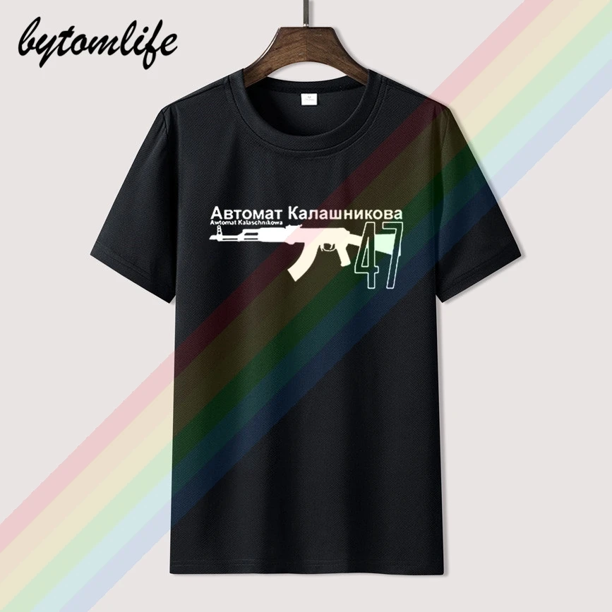 

New Summer O Neck T Shirt Awtomat Kalaschnikowa Ak 47 Soviets Russian Assault Rifler Gun Weapon Red Army Tee Shirts