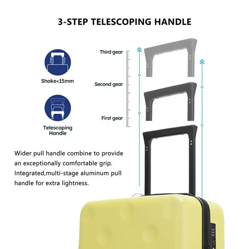 

Легкие желтые дорожные чемоданы из жесткой оболочки, 2 предмета, для детей и мужчин, чемоданы на колесиках 20 дюймов и 26 дюймов с замком TSA.