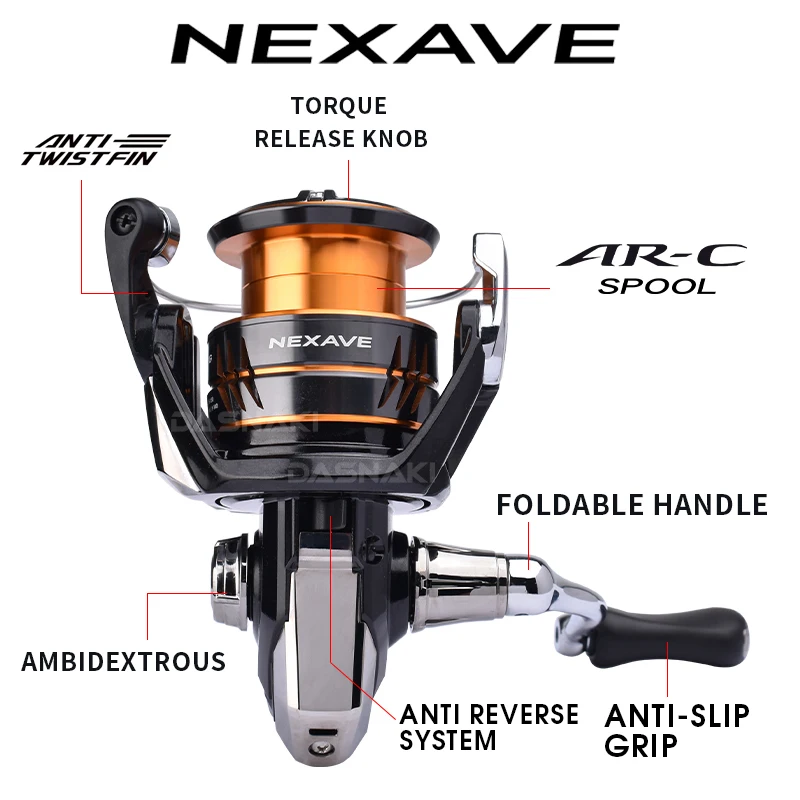 Фото Катушка спиннинговая Shimano NEXAVE 2026 ультралегкая с технологией Shark Fin и блокировкой обратного хода для ловли на приманки, баса и форели №4