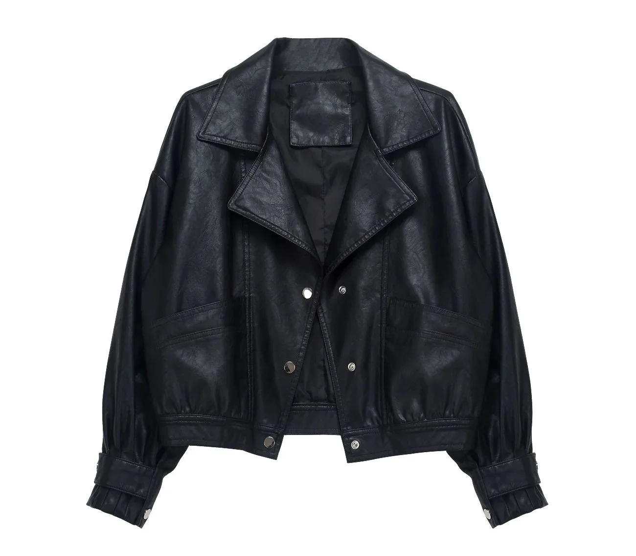 Women's short leather clothing in the spring  autumn of 2022 Korean casual motorcycle clothing loose pu leather jacket jacket