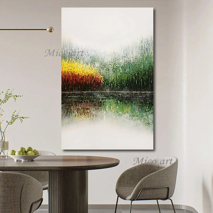 

Unframed Landscape Hand-painted Abstract Oil Paintings Lakeside Natural Scenery Wall Picture Art Canvas For Bedroom Decoration
