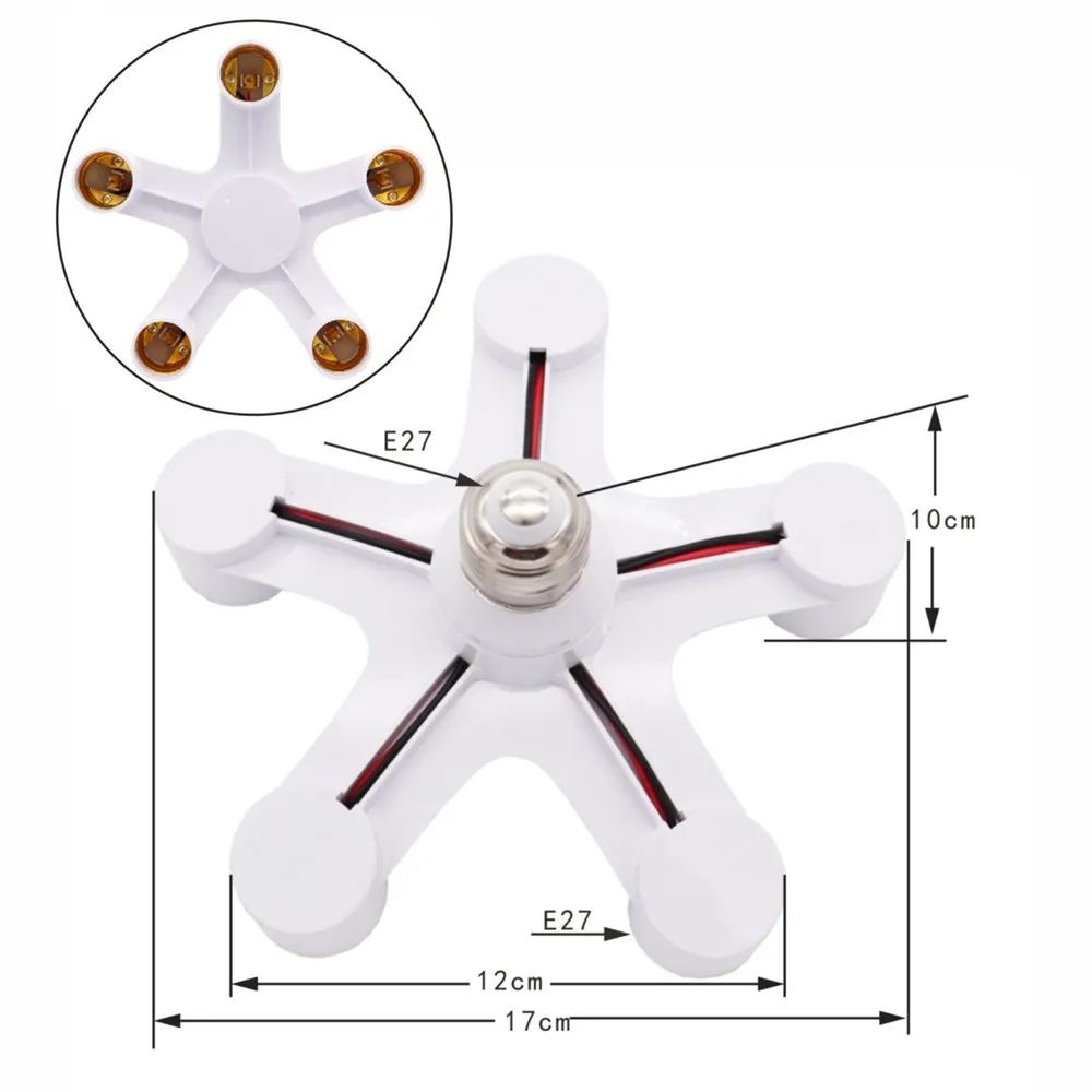 Адаптер лампочки с разветвителем и держателем E27 LED Base Light Screw to Splitter Adapter Lamp Holder Socket Bulb Converter 3 in 1 / 4 5 on.