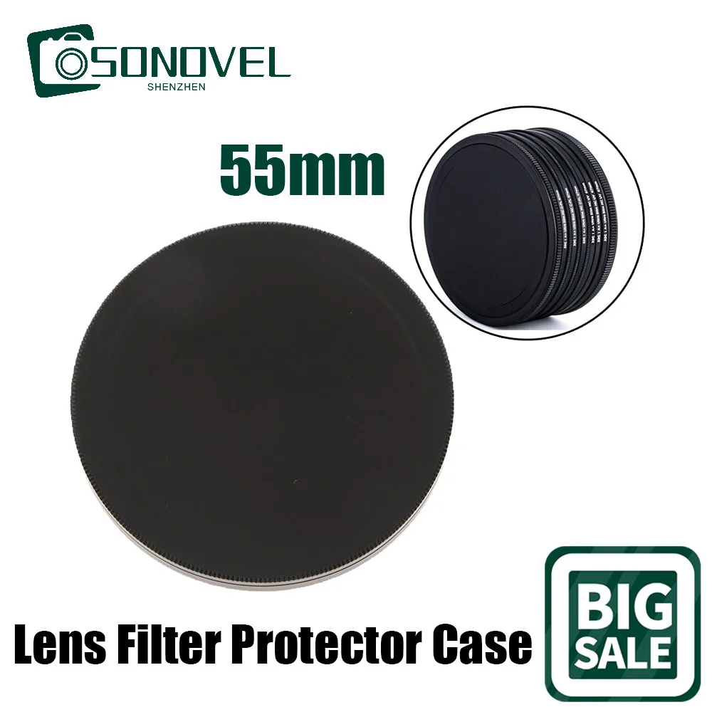 

55mm Metal Lens Filter Case Storage Box Cap Protector for MC-UV CPL ND2 6 8 Fuji Canon Sony Pentax Olympus Nikon DSLR D5600 DSLR