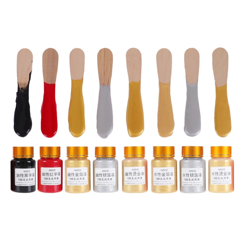 

Metallic Finish Treasure Paint with Brush Waterproof Gold Foil Paint Acylic Paint for Stone Rock Art Painting DIY Crafts