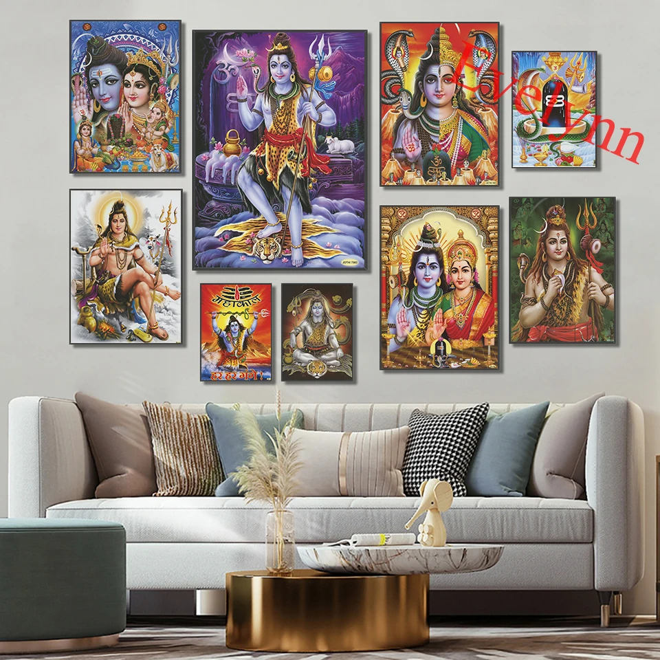 

Индийская буддистская богиня Шива Парвати Шри бхайравар винтажный холщовый постер современная домашняя гостиная Настенная картина подаро...