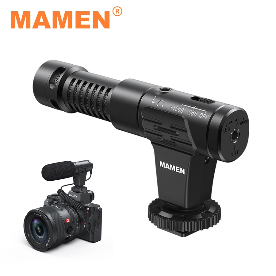 MAMEN Professional Camera Smartphone Microphone Cardioid Pickup with Real time Monitoring for Interview Live Streaming Recording