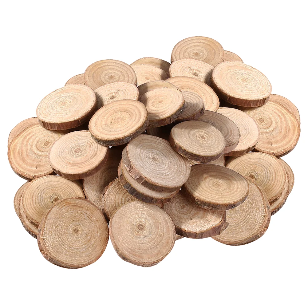 

100 Pcs Door Hanger Wood Chip Natural Slices Unfinished Logs Round Rustic Decor Nativity Crafts Kids Circles Cutout