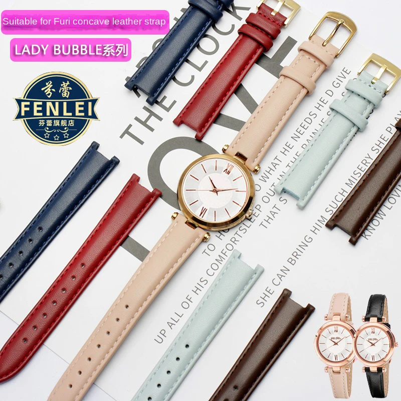 

Genuine Leather Watch Band Women's Watch Strap for Folli Follie Lady Bubble Series Notch Pin Buckle Watch Bracelet 12MM 16MM 20
