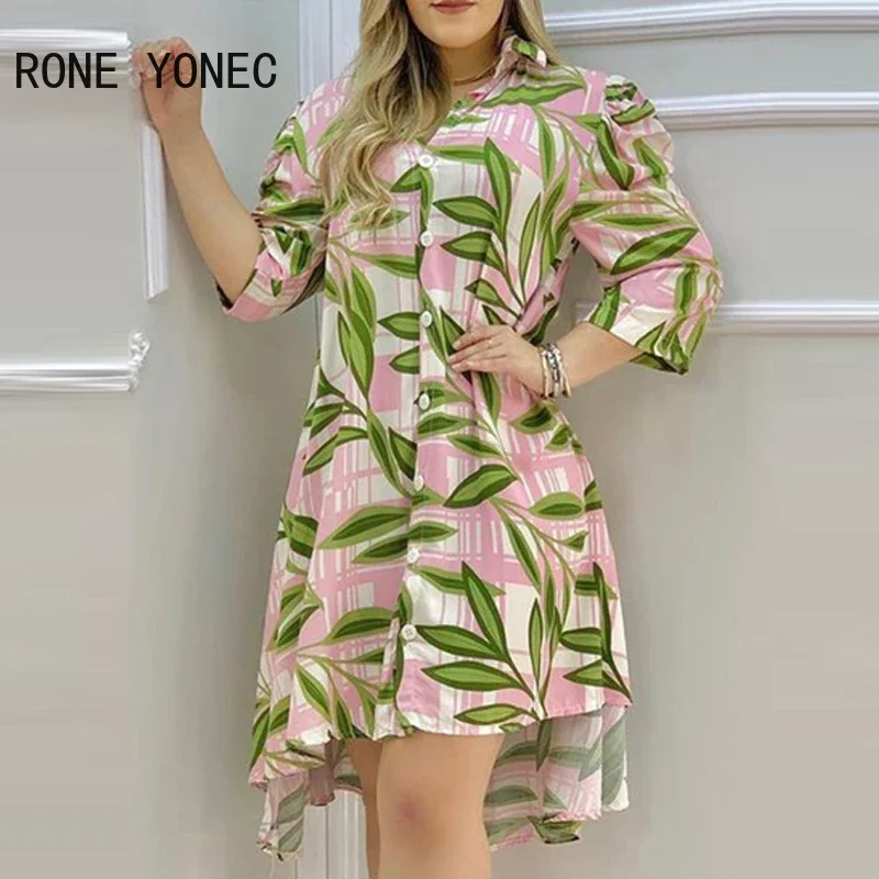 Женское элегантное платье с цветочным принтом платье-рубашка на пуговицах