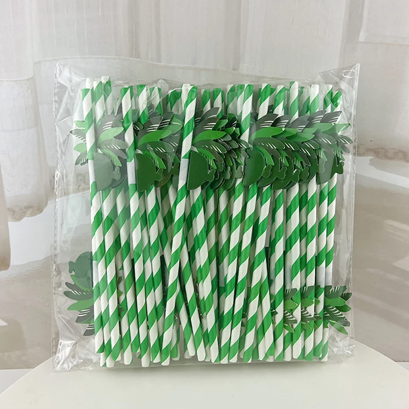 

50 шт., бумажные кокосовые соломинки для напитков