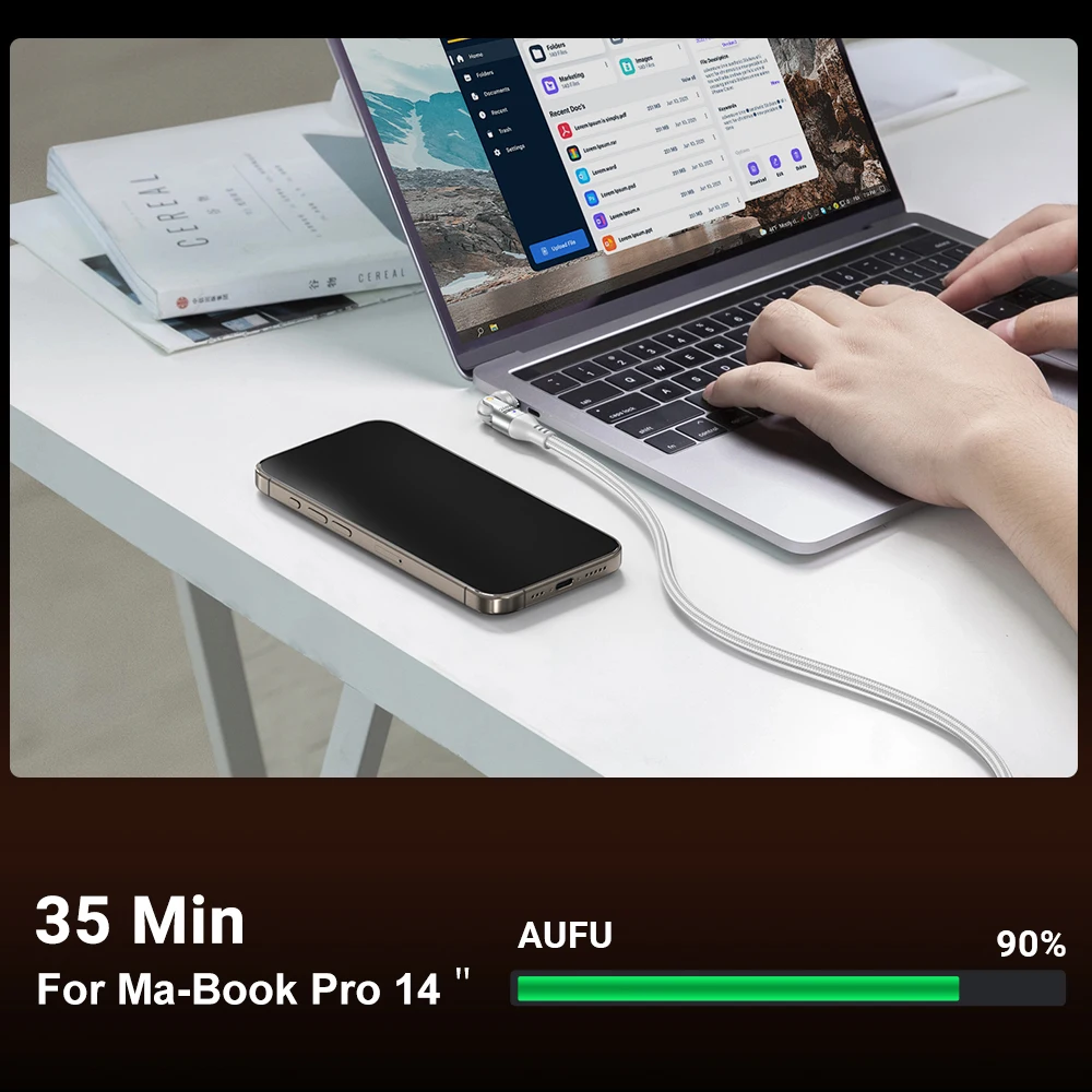 AUFU 5A 240W Magnetic USB C to Type Cable PD3.1 Super Fast Charging for iPhone 16 15 Pro Max MacBook Laptop Samsung Xiaomi