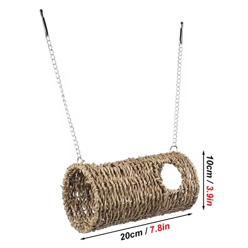 Grass Hammock Play Tunnel Hanging Bed House For Pet Rat Hamster Bird Nest Parrot Seagrass Rattan Houses