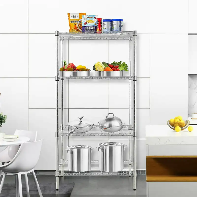 

x 18''W x 59''H Wire Shelving, Adjustable 4-Shelf Metal Garage Storage Organizer, Chrome