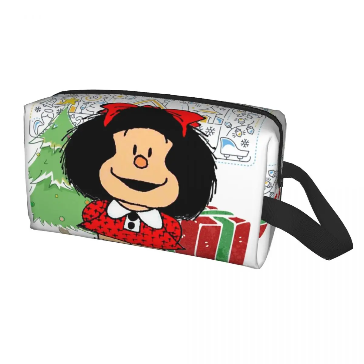 

Красочная рождественская косметичка Mafalda для женщин, дорожный косметический Органайзер, милая сумка Quino для манги, комиксов, ранцы