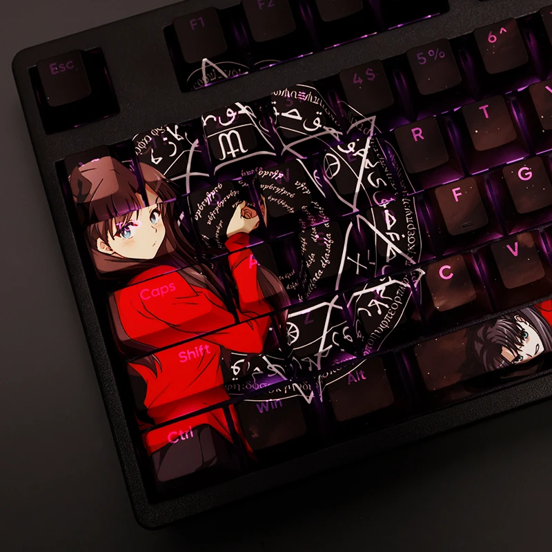108 клавиш/набор Fate/Stay Night Tohsaka Rin PBT Keycaps Аниме игры Beauty Girl Key caps Cherry Height для