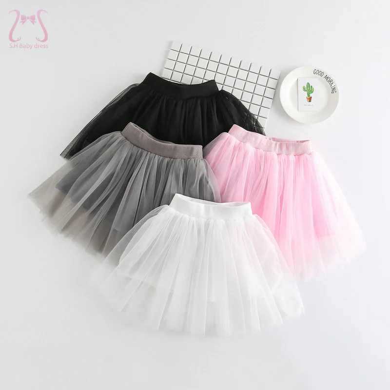 

Spring Autumn Fashion Young Children's Clothes Solid Color Baby Girl Tutu Ballet Mesh Short Skirt Toddler Kids Costume 0 To 6 Y