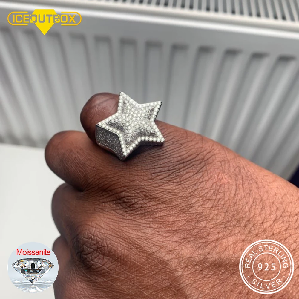 

Кольцо женское из серебра 925 пробы с пятизвездочным 3D муассанитом