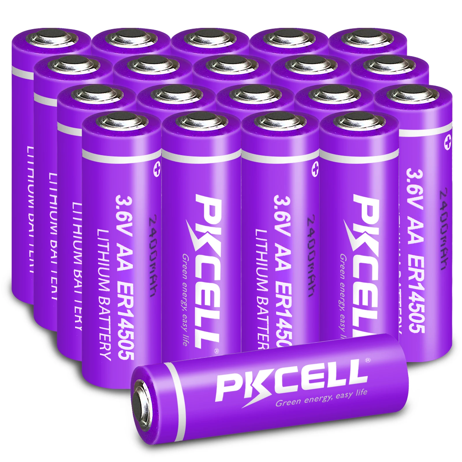 

20PCS PKCELL ER14505 AA battery AA lithium Batteries Superior LR6 R6P 14505 2400mah Primary battari For Smart ,water ,gas meter