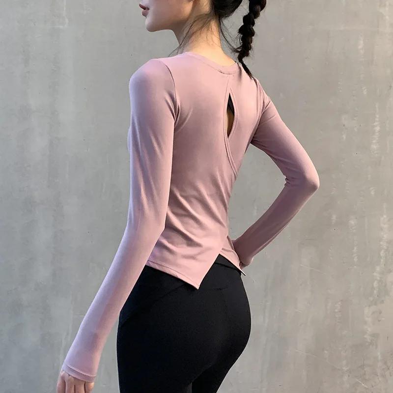 Yoga Crop Tops Long-sleeved Tight-fitting Beautiful Back Fitness Clothing Women's Quick-drying Sportswear Female Gym Shirts |