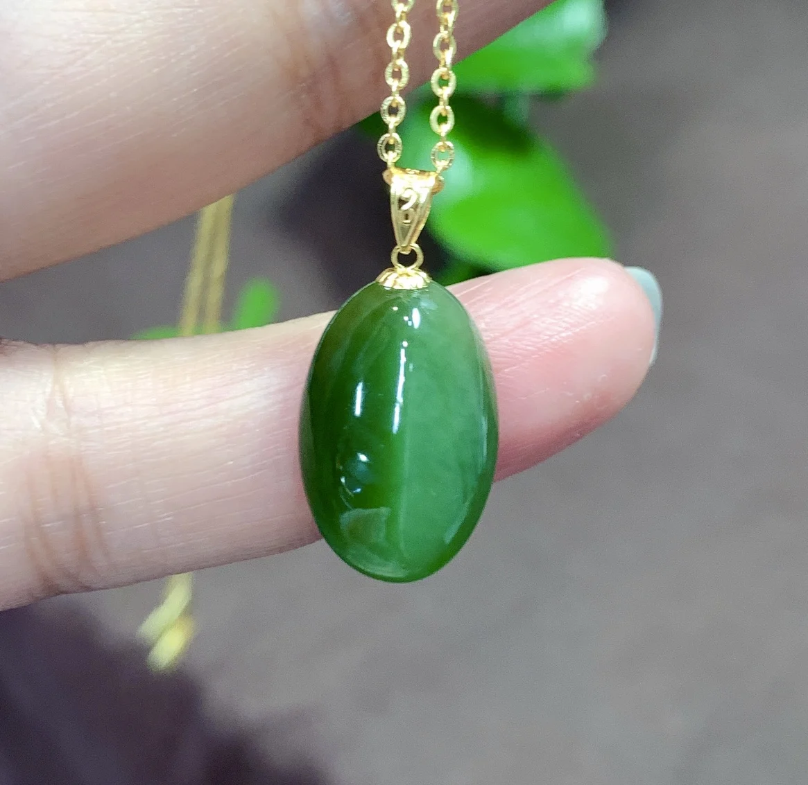 

1Pcs/Lot Natural Jasper Jade Cabochon Geometry Protection Peace Amulet 18K Pendant Necklace Sweater Chain Women's Jewelry Bijou