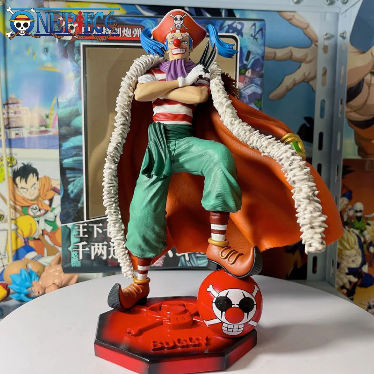 

26cm One Piece Anime Figure GK New Four Emperors Buggy GPS Oka Shichibukai Resonance Series PVC Action Figurine Model Toys Gift