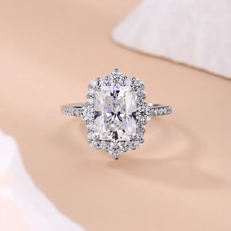 

2023 New 4 Carat 8 * 10 Redden Cut Moissanite Wedding Rings for Women 925 Sterling Silver Engagement Ring Bridal Fine Jewelry