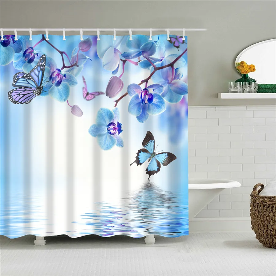 

Painting Printed Mildew Proof Polyester Shower Curtains Washable Waterproof Shower Curtains for Bathroom Home Decor