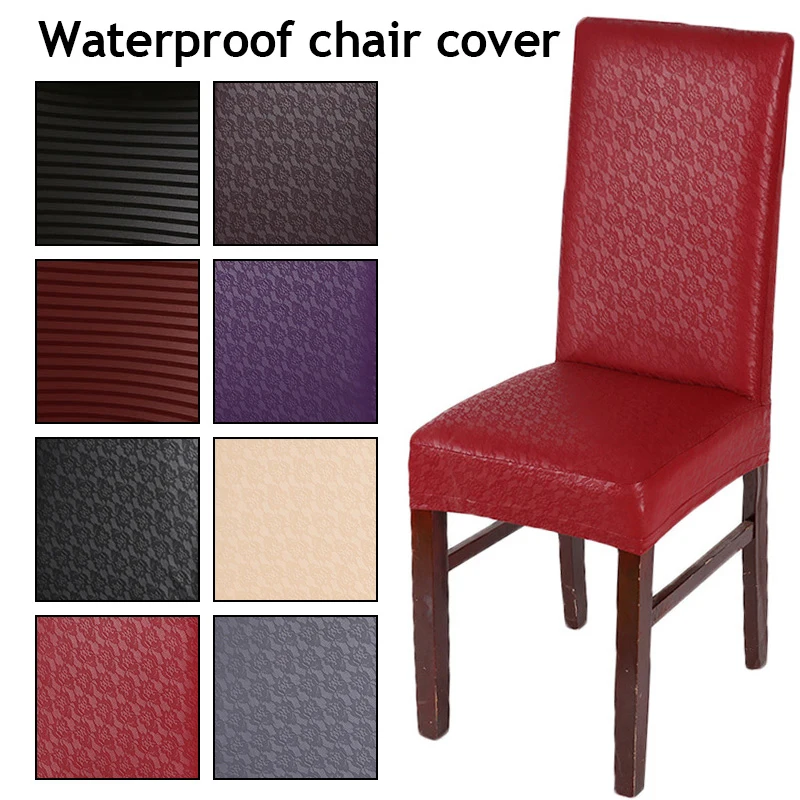 High Quality Waterproof PU Dining Chair Cover Leather Chair Cover Spandex Elastic Stretch Housse De Chaises