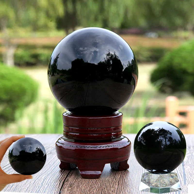 Natural Black Obsidian Sphere Large Crystal Ball Healing Stone Gemstone 30mm/40mm/50mm Home Decor Crystals and Stones Healing