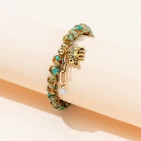 antique gold elephant charm pendant bracelet retro bracelets for women vintage beads jewelry