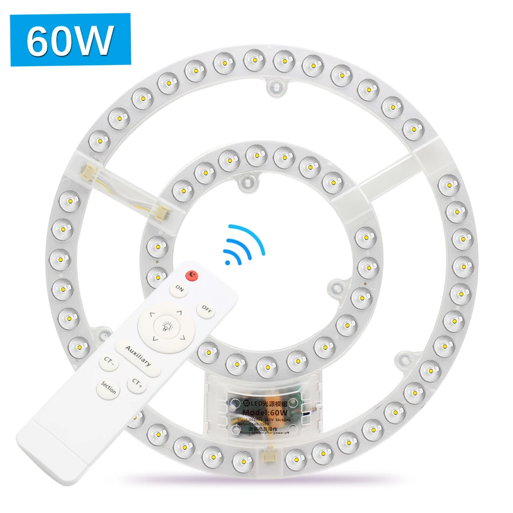 Led Panel 220V Ceiling Light Replacement Led Module Dimmable 60W Round Circle Light Panel Board Module For Ceiling Fan Lights