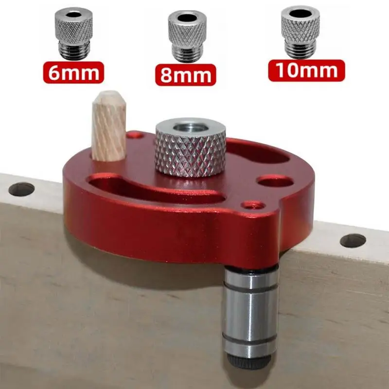 

6/8/10mm Alloy Vertical Pocket Hole Jig Woodworking Drilling Locator Wood Dowelling Self Centering Drill Guide Kit Hole Puncher
