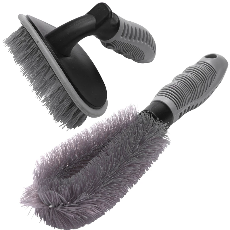 

2 Pcs/Set Car Wheel Cleaning Brushes Rim Tire Cleaner Floor Brush Tools For Motorcycle Bicycle