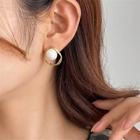 korean style vintage pearl earrings for women irregular retro round ear studs fashion french elegant earrings party wedding gift