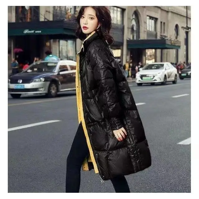 Long Women's Parkas Ladies Coat Fashion Women 2023 Loose Vintage Thick Winter Outwear Warm Cotton Padded Femme Stand Collar S68