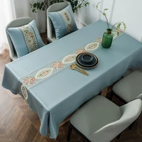 high quality luxury home kitchen embroidery cotton linen table cloth thick table clothes hotel wedding dining table cover cloth